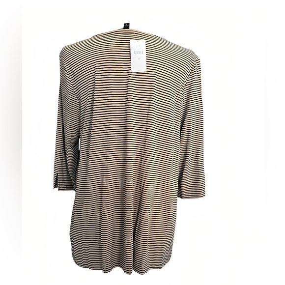 J.Jill Wearever Ballet-Sleeve Crew-Neck Top Size - M Navy Blue / Light Caramel - Picture 2 of 6